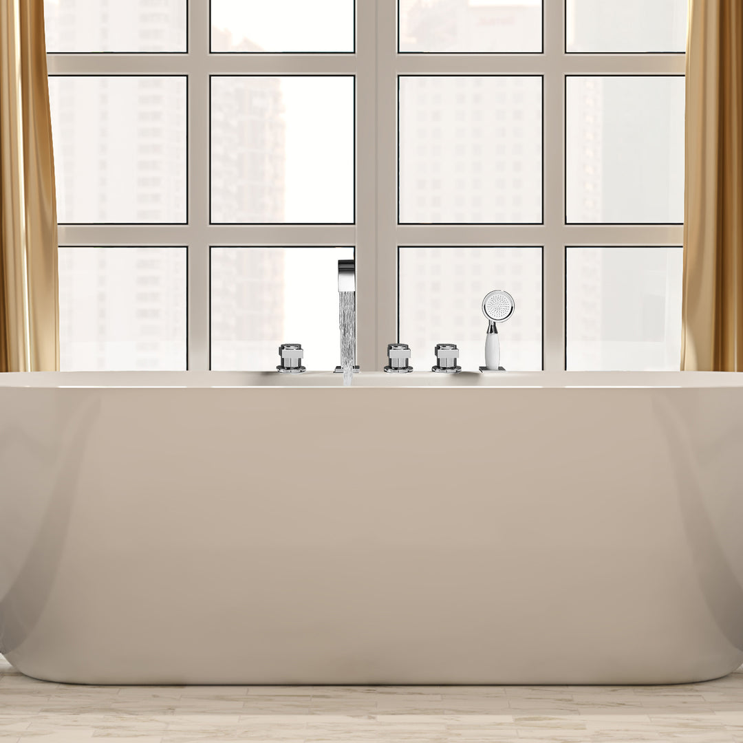 Vikran Triple Handle Deck-Mount Roman Tub Faucet
