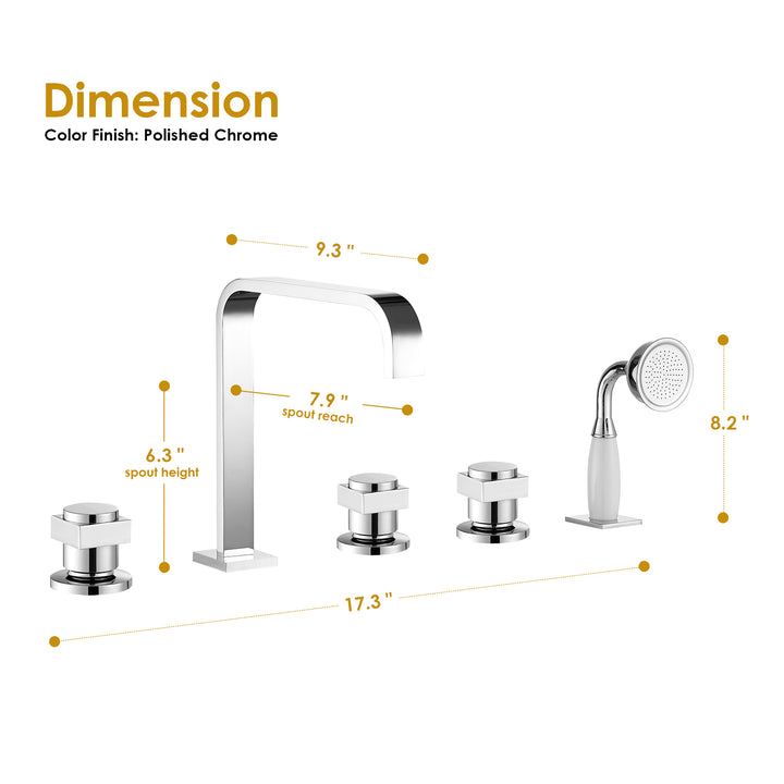 Vikran Triple Handle Deck-Mount Roman Tub Faucet