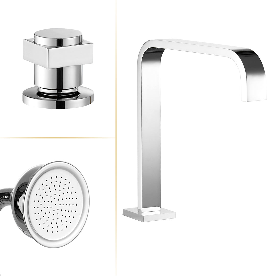 Vikran Triple Handle Deck-Mount Roman Tub Faucet