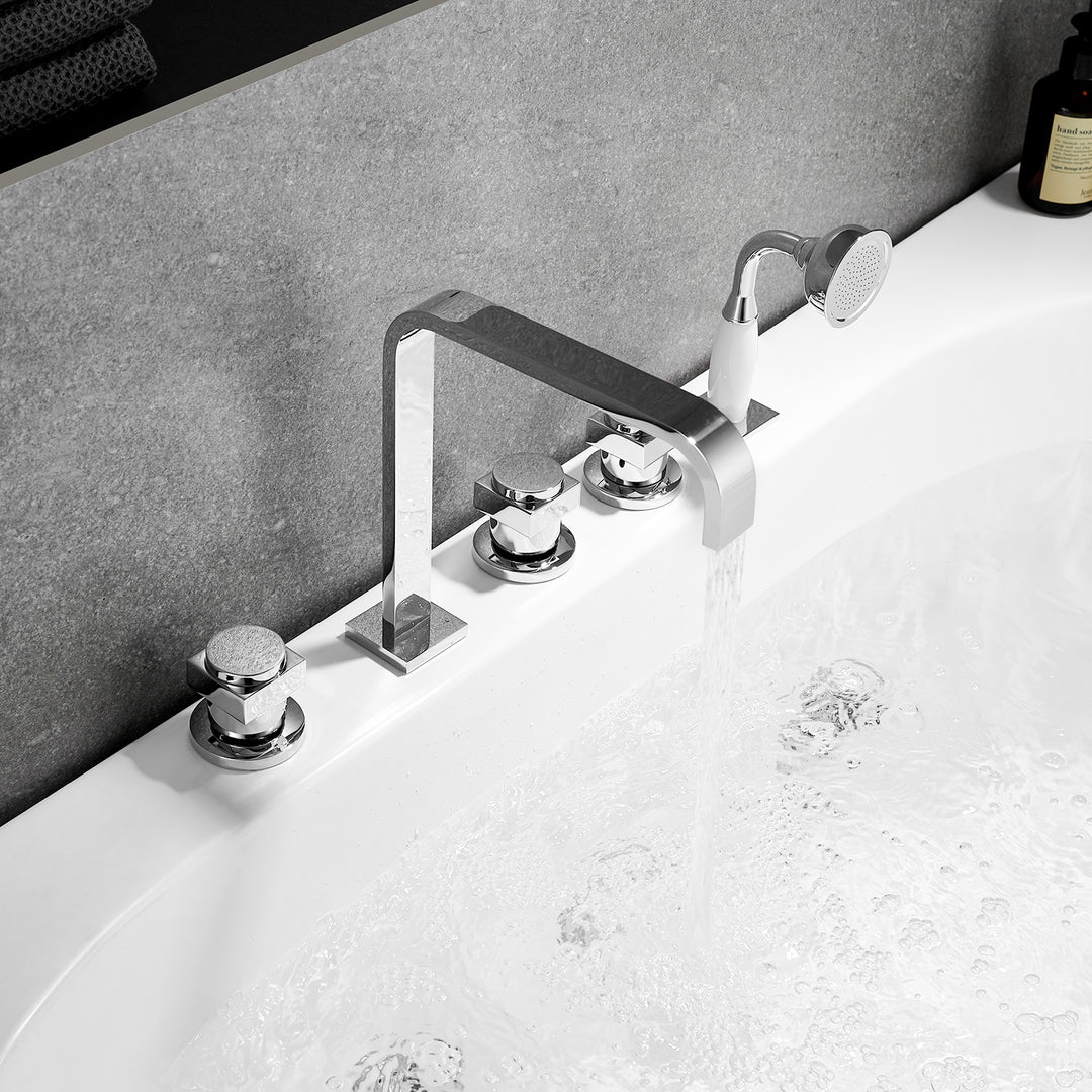 Vikran Triple Handle Deck-Mount Roman Tub Faucet