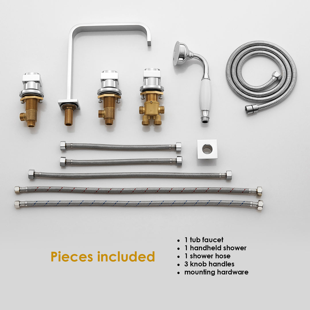 Vikran Triple Handle Deck-Mount Roman Tub Faucet