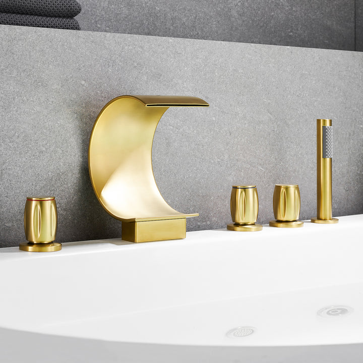 Recea Triple Handle Deck-Mount Roman Tub Faucet