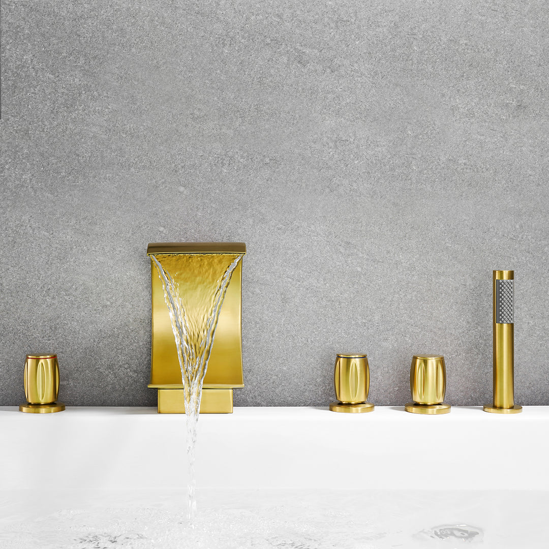 Recea Triple Handle Deck-Mount Roman Tub Faucet