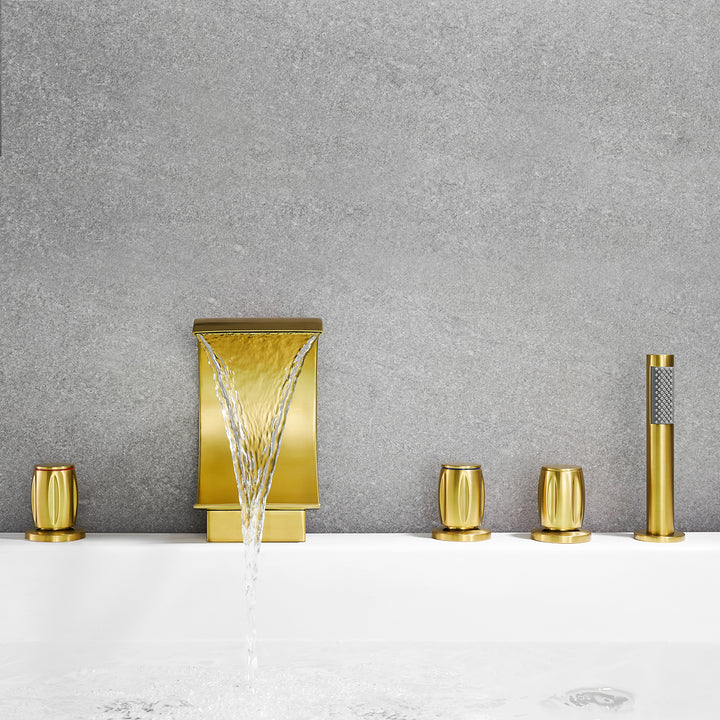 Recea Triple Handle Deck-Mount Roman Tub Faucet