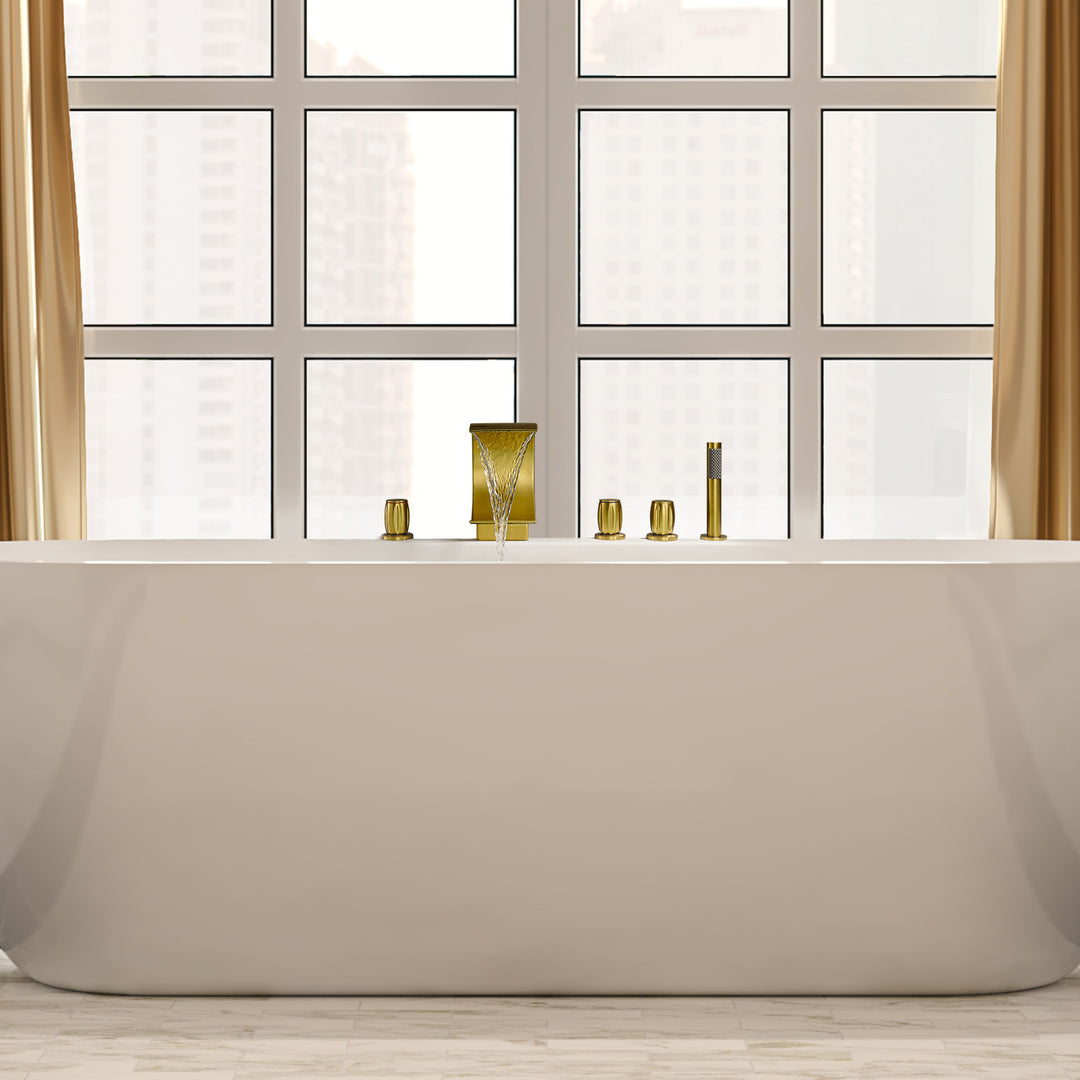 Recea Triple Handle Deck-Mount Roman Tub Faucet