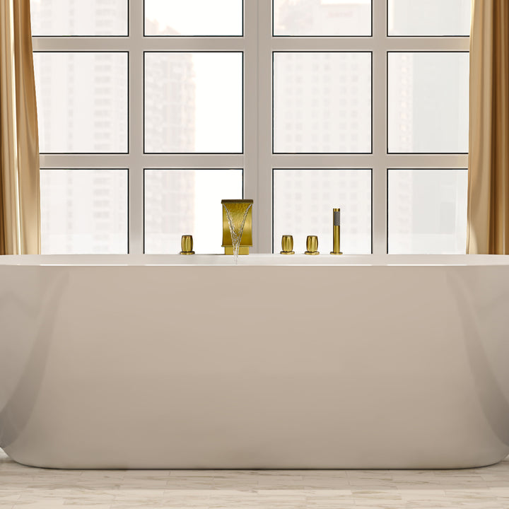 Recea Triple Handle Deck-Mount Roman Tub Faucet