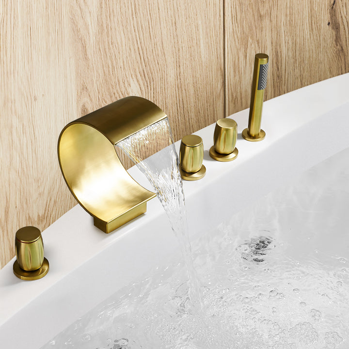 Recea Triple Handle Deck-Mount Roman Tub Faucet