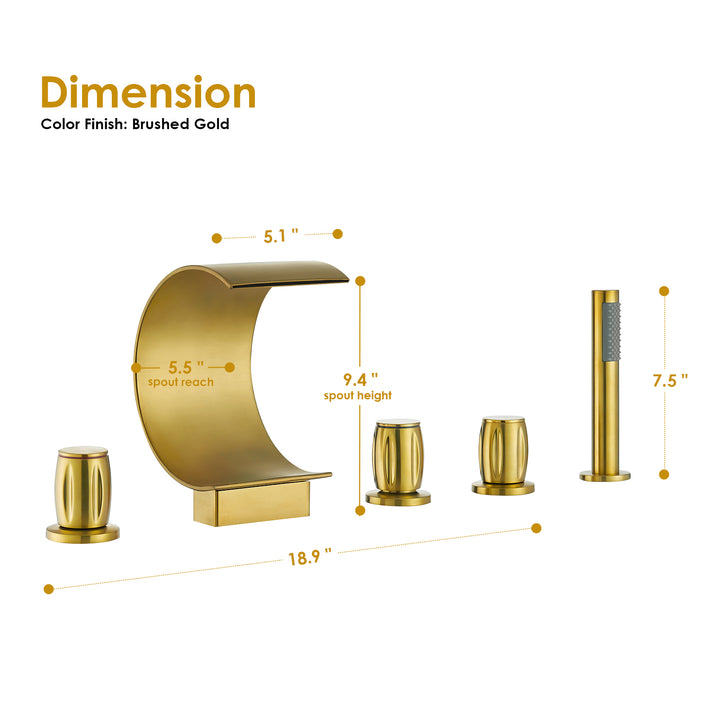 Recea Triple Handle Deck-Mount Roman Tub Faucet