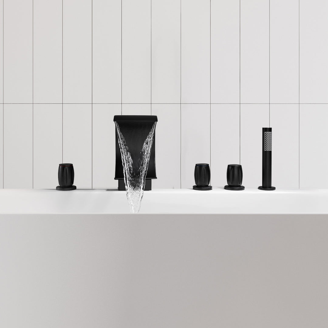 Recea Triple Handle Deck-Mount Roman Tub Faucet