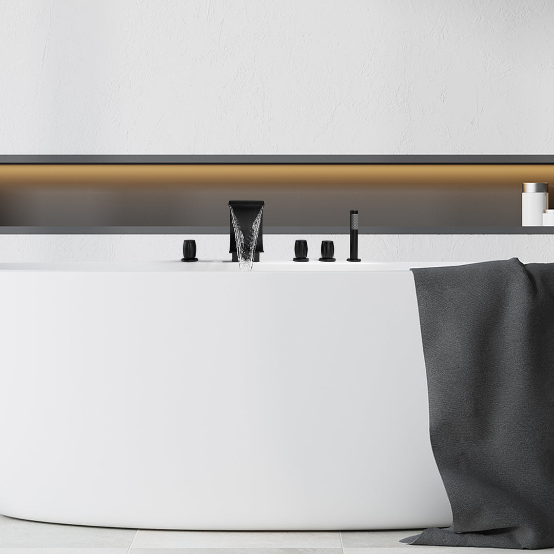 Recea Triple Handle Deck-Mount Roman Tub Faucet