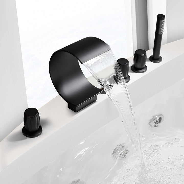 Recea Triple Handle Deck-Mount Roman Tub Faucet