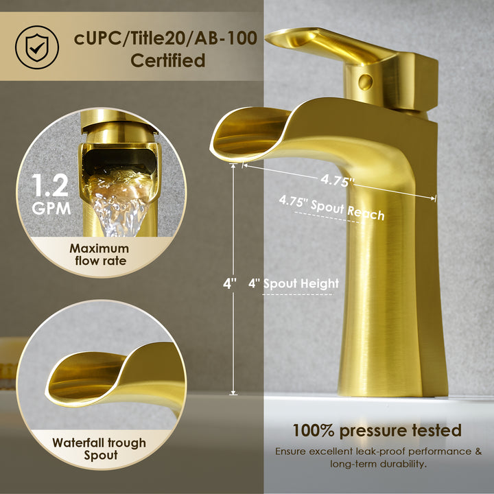 Tatcha Single Hole Single-Handle Waterfall Bathroom Faucet