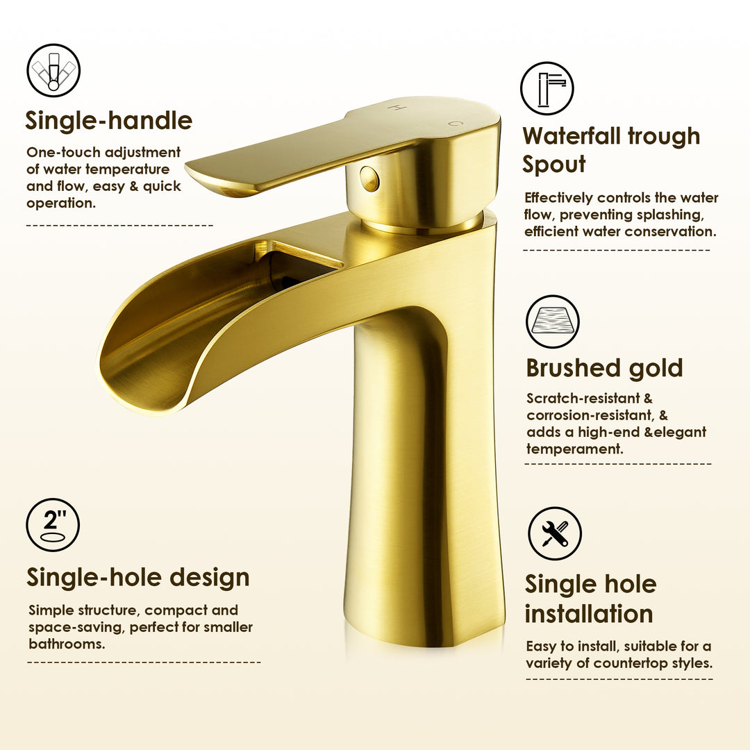 Tatcha Single Hole Single-Handle Waterfall Bathroom Faucet