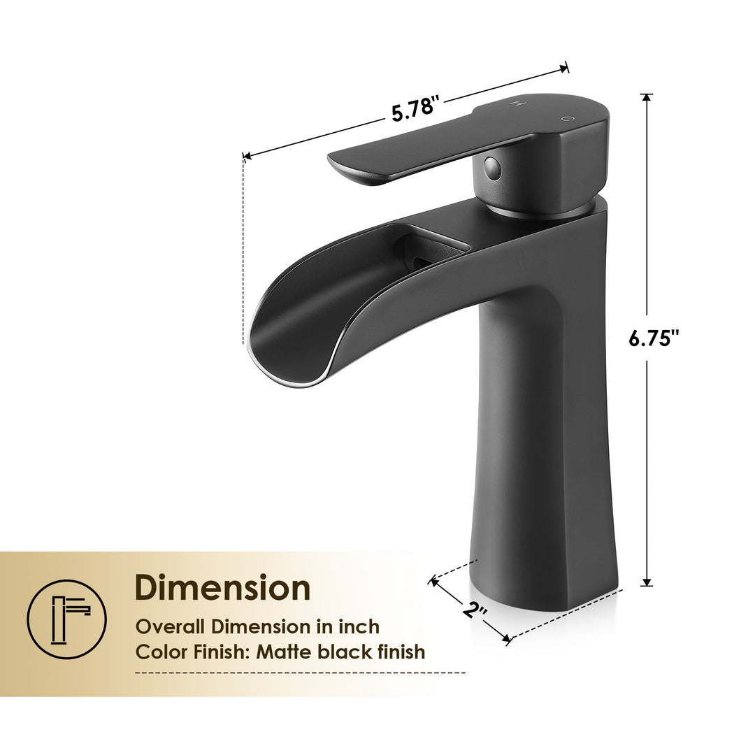 Tatcha Single Hole Single-Handle Waterfall Bathroom Faucet