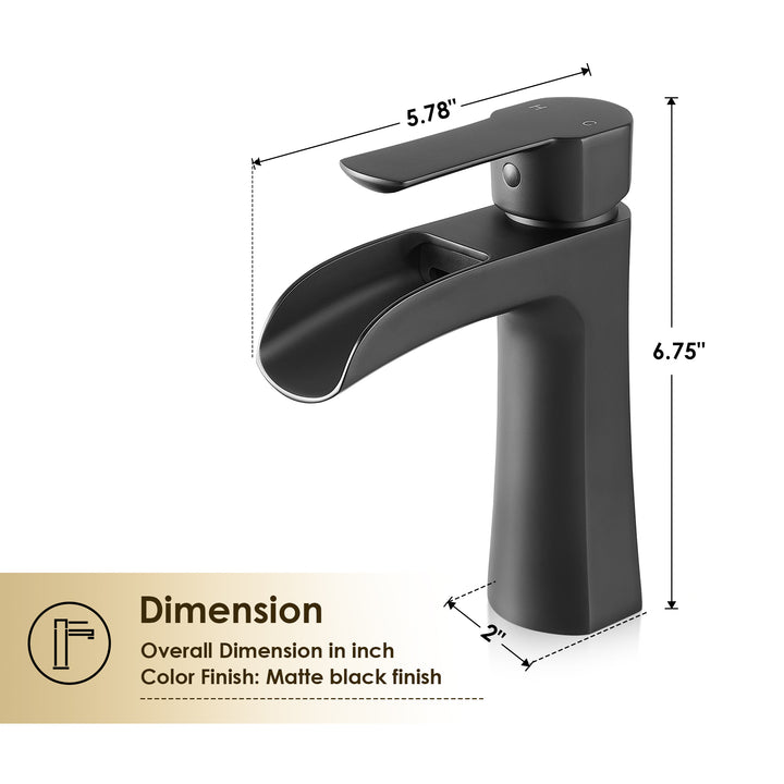 Tatcha Single Hole Single-Handle Waterfall Bathroom Faucet