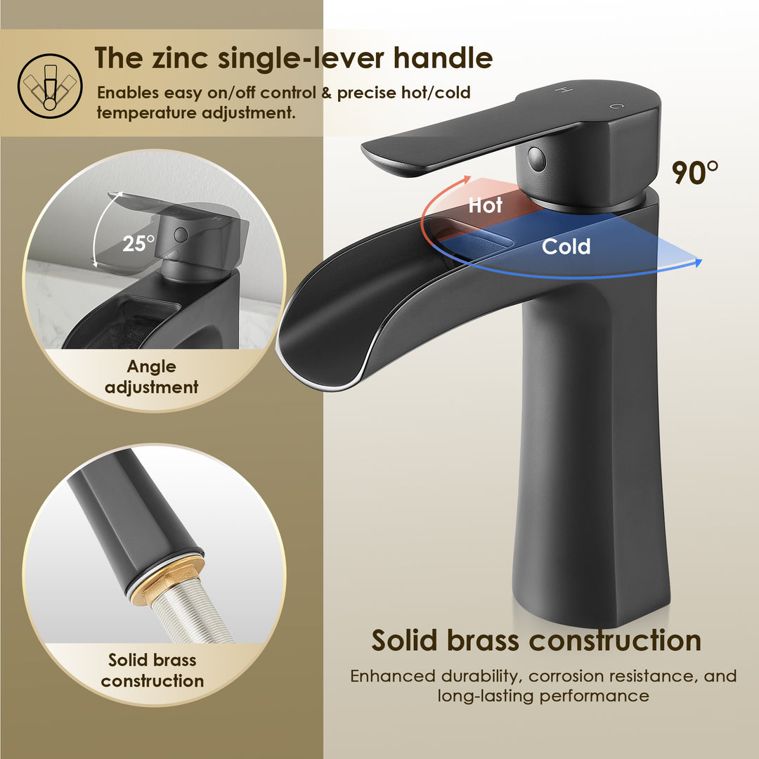 Tatcha Single Hole Single-Handle Waterfall Bathroom Faucet