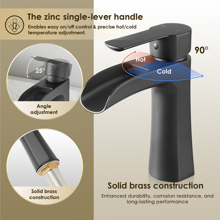 Tatcha Single Hole Single-Handle Waterfall Bathroom Faucet