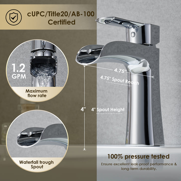 Tatcha Single Hole Single-Handle Waterfall Bathroom Faucet