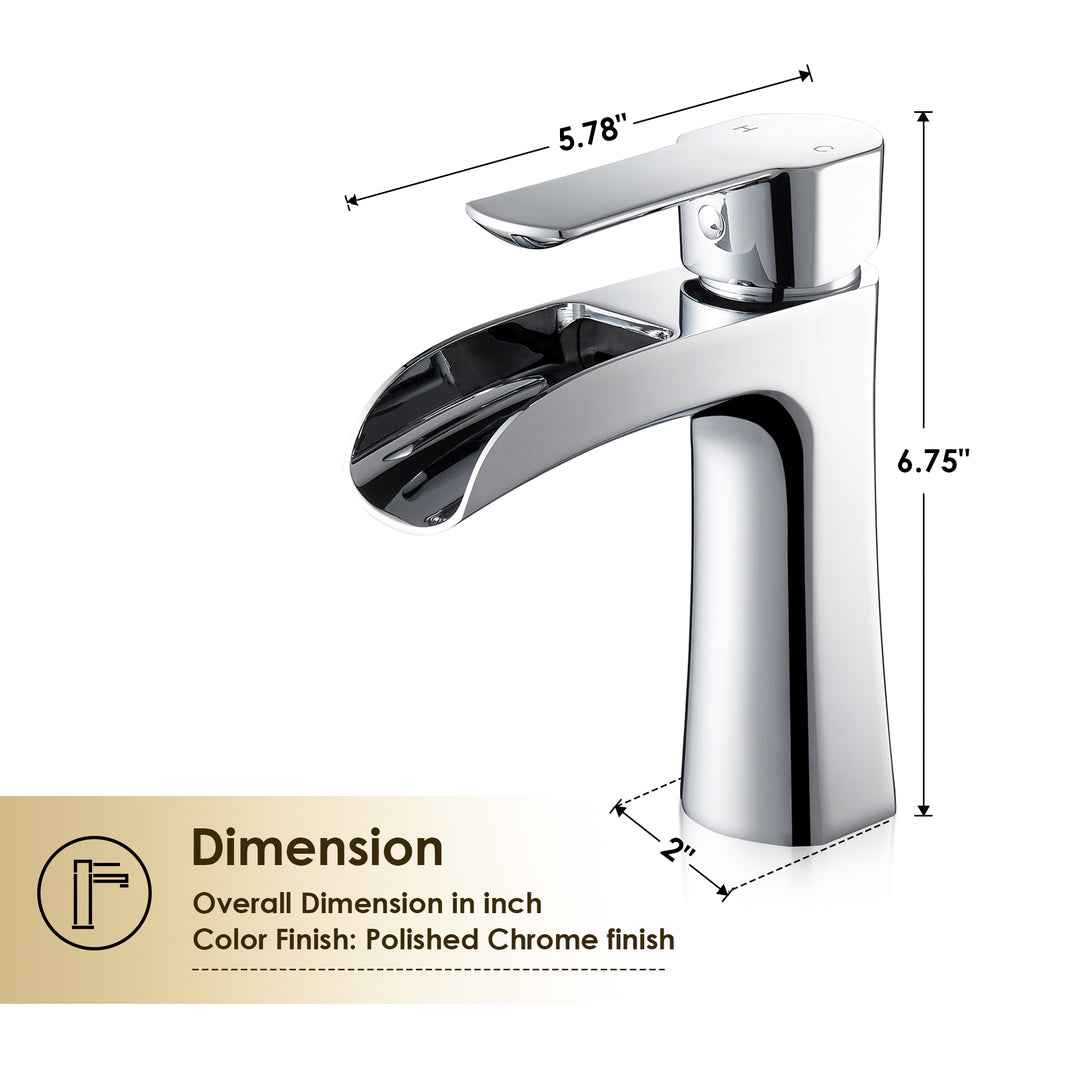 Tatcha Single Hole Single-Handle Waterfall Bathroom Faucet