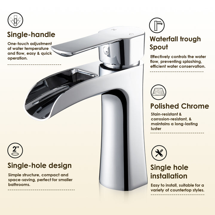 Tatcha Single Hole Single-Handle Waterfall Bathroom Faucet