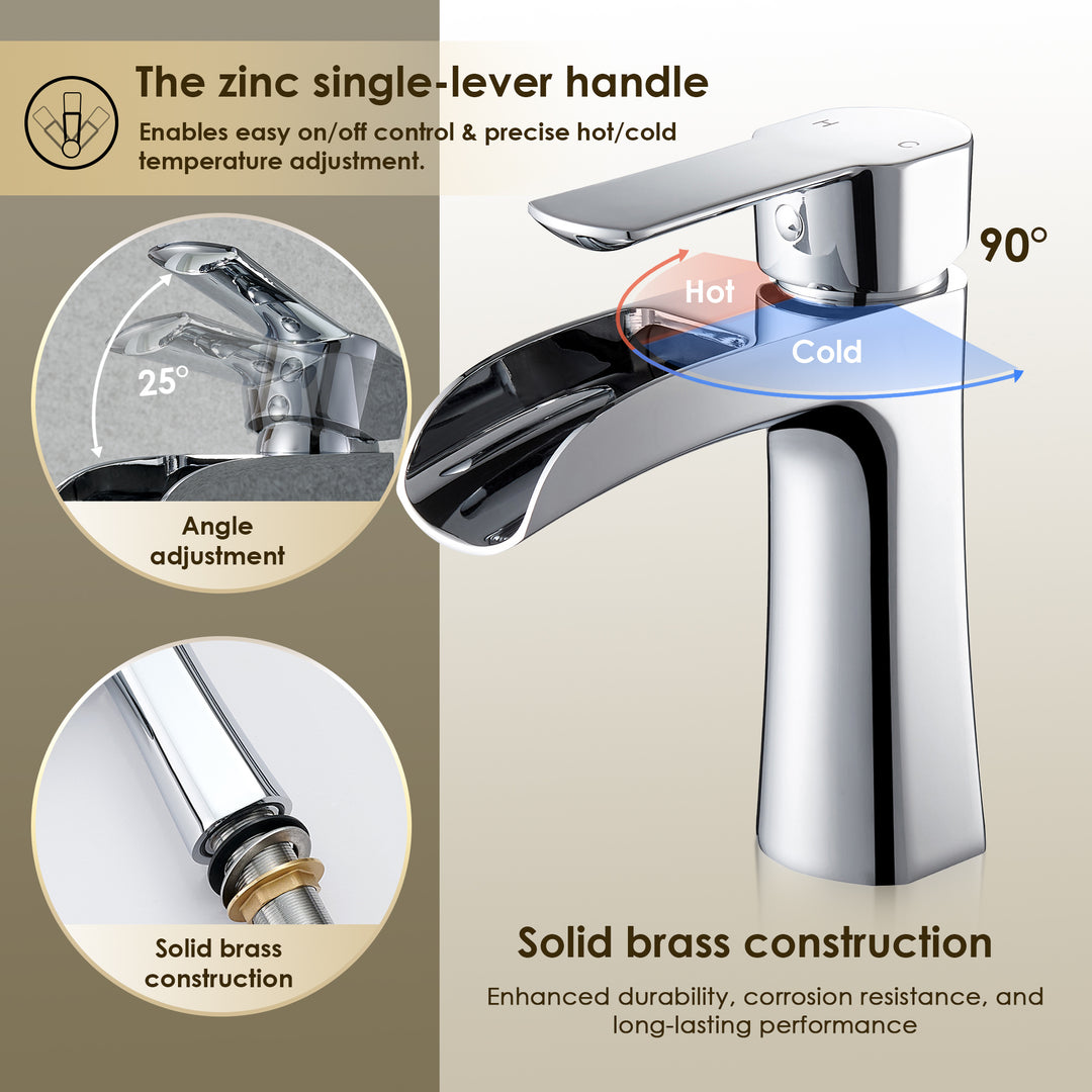Tatcha Single Hole Single-Handle Waterfall Bathroom Faucet