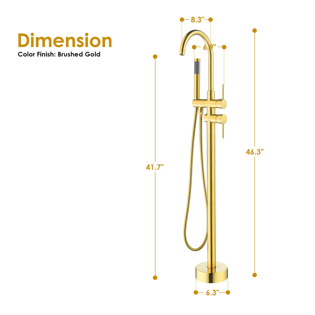 Assens Double Lever Handle Freestanding Floor Mounted Tub Filler