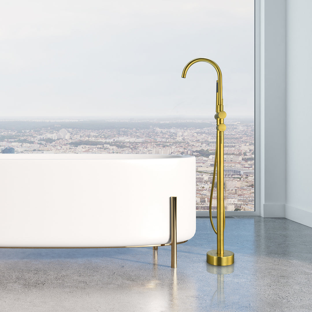 Assens Double Lever Handle Freestanding Floor Mounted Tub Filler