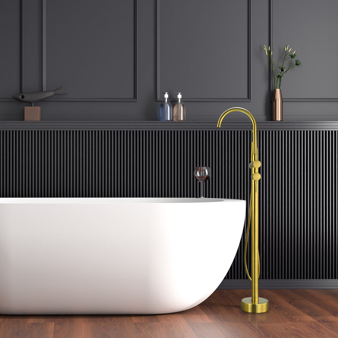 Assens Double Lever Handle Freestanding Floor Mounted Tub Filler