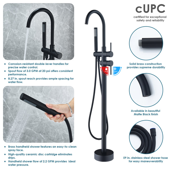 Assens Double Lever Handle Freestanding Floor Mounted Tub Filler