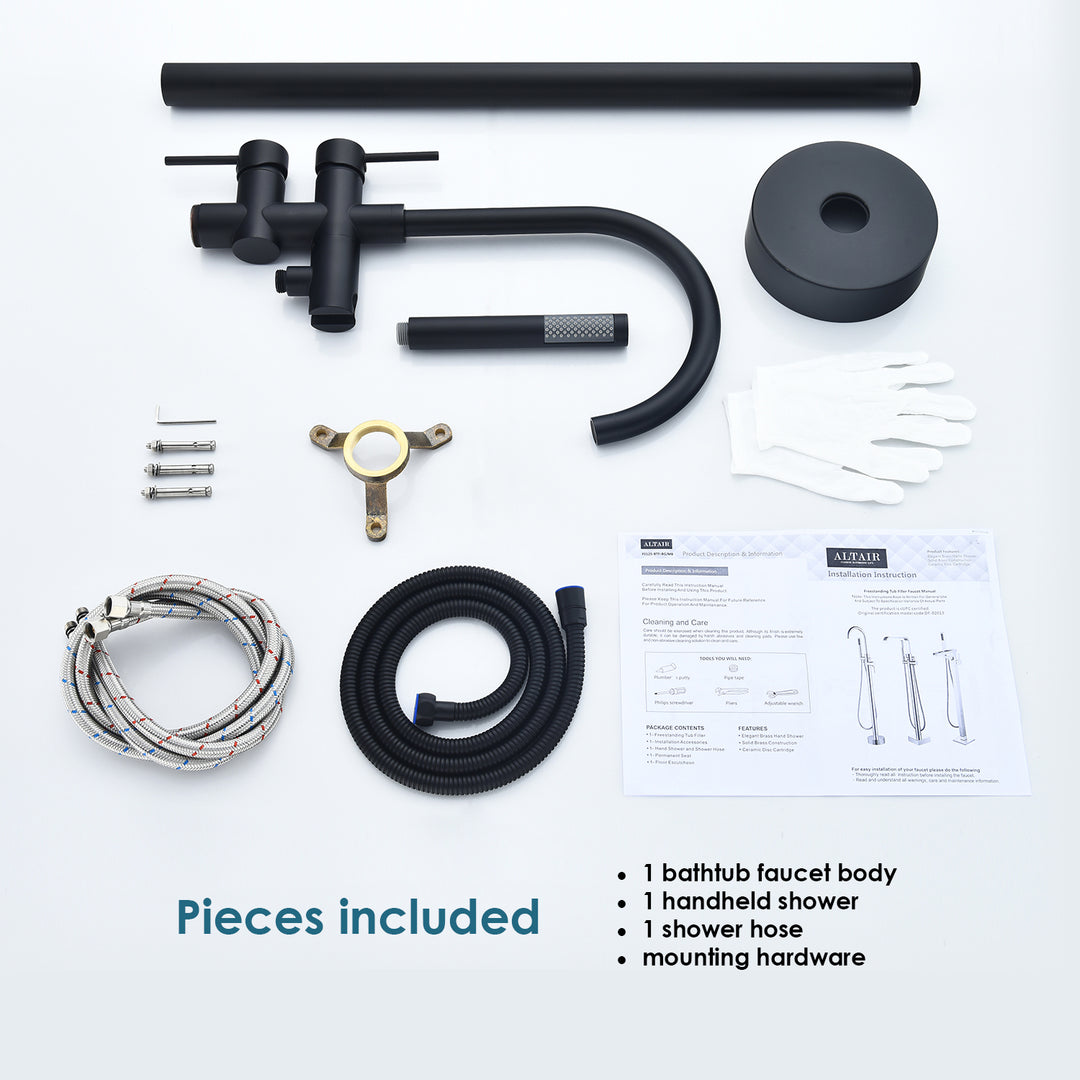 Assens Double Lever Handle Freestanding Floor Mounted Tub Filler