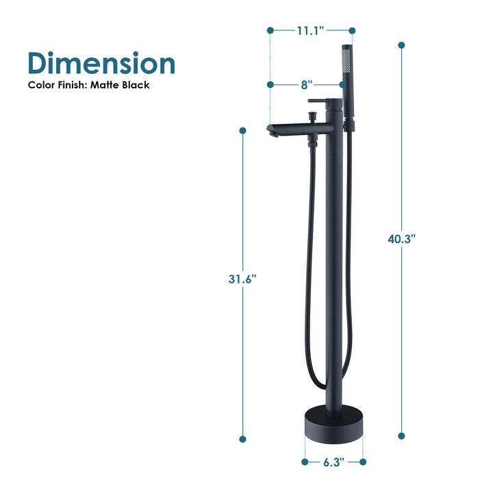 Larod Single Lever Handle Freestanding Floor Mounted Tub Filler