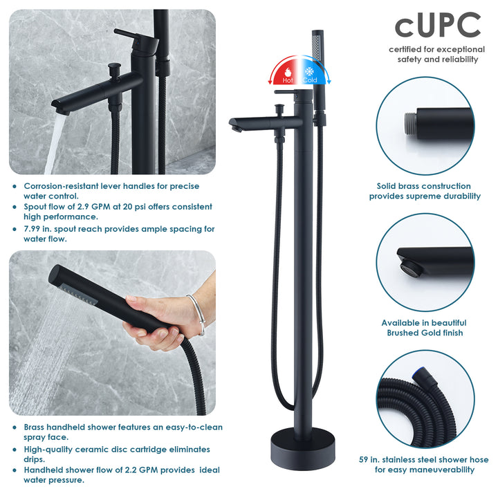 Larod Single Lever Handle Freestanding Floor Mounted Tub Filler