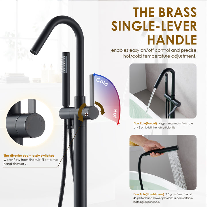 Marina Single Lever Handle Freestanding Floor Mounted Tub Filler