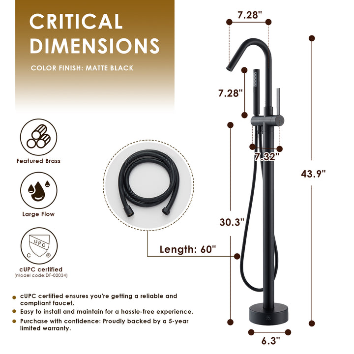 Marina Single Lever Handle Freestanding Floor Mounted Tub Filler