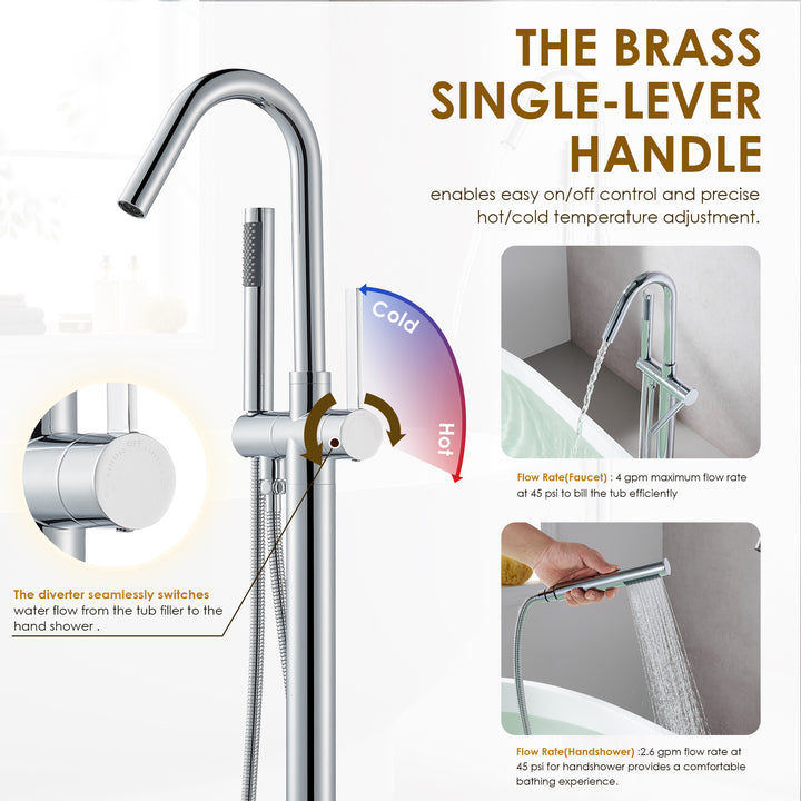Marina Single Lever Handle Freestanding Floor Mounted Tub Filler