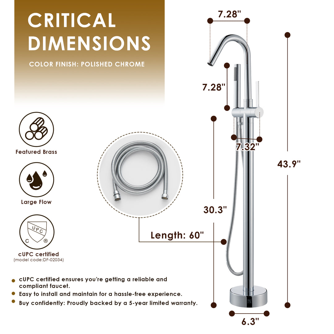 Marina Single Lever Handle Freestanding Floor Mounted Tub Filler