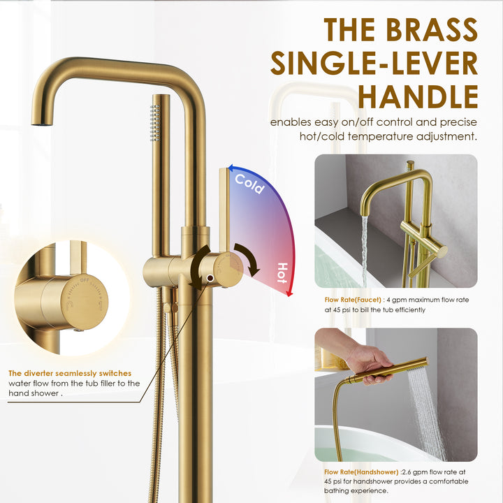 Florin Single Lever Handle Freestanding Floor Mounted Tub Filler