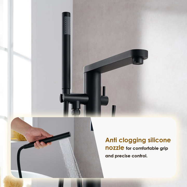 Allario Double Lever Handles Freestanding Floor Mounted Tub Filler