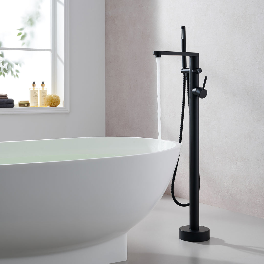 Allario Double Lever Handles Freestanding Floor Mounted Tub Filler