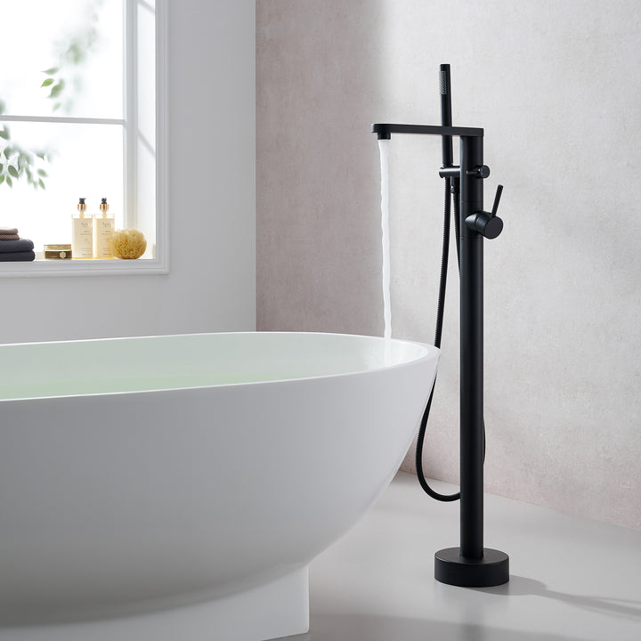Allario Double Lever Handles Freestanding Floor Mounted Tub Filler