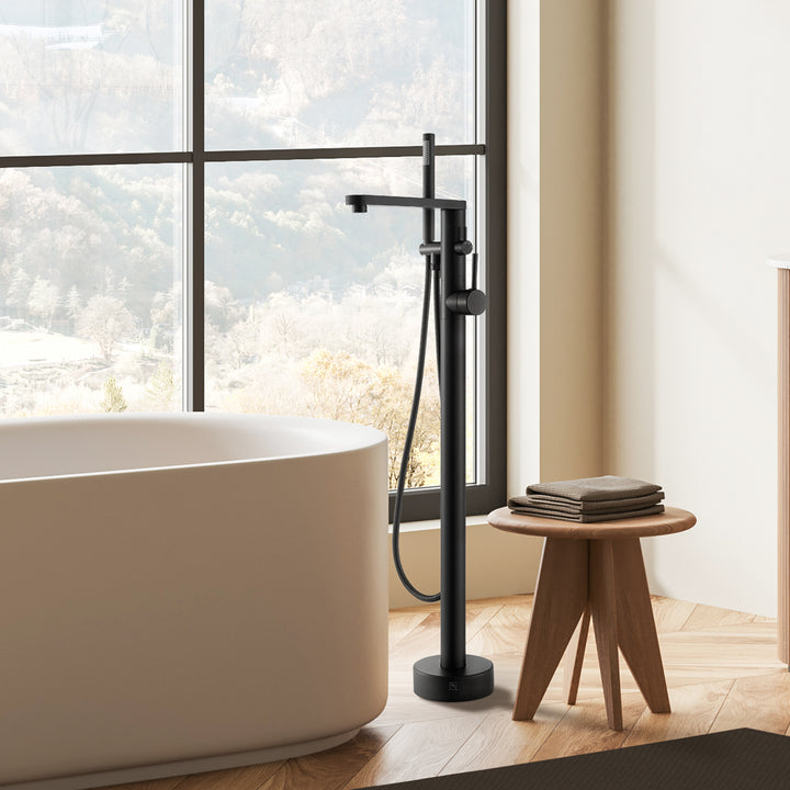 Allario Double Lever Handles Freestanding Floor Mounted Tub Filler