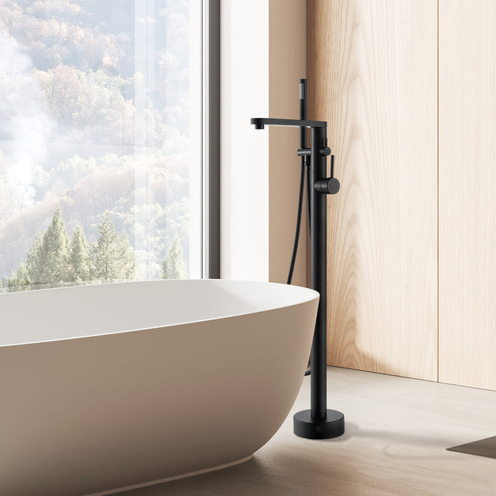 Allario Double Lever Handles Freestanding Floor Mounted Tub Filler