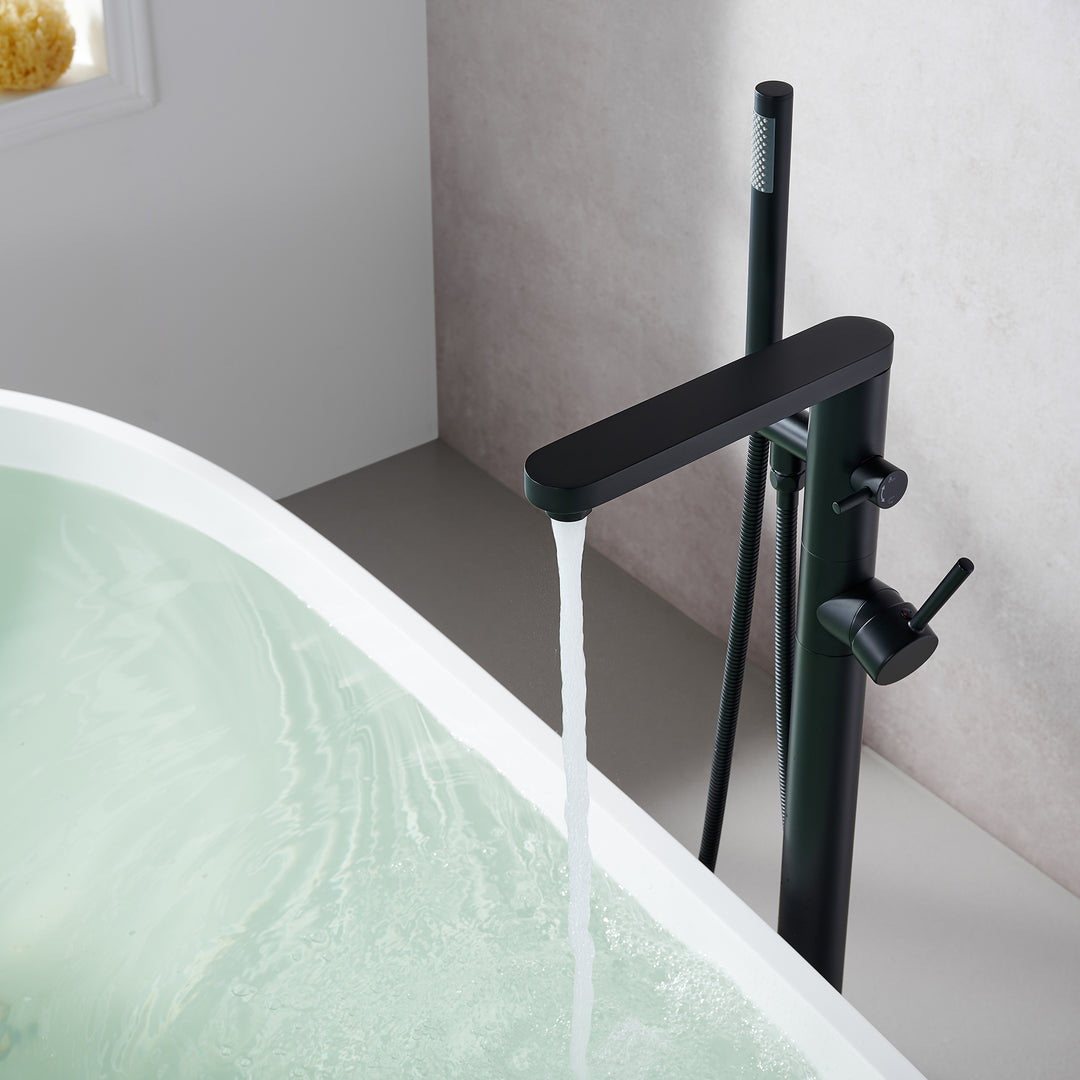 Allario Double Lever Handles Freestanding Floor Mounted Tub Filler