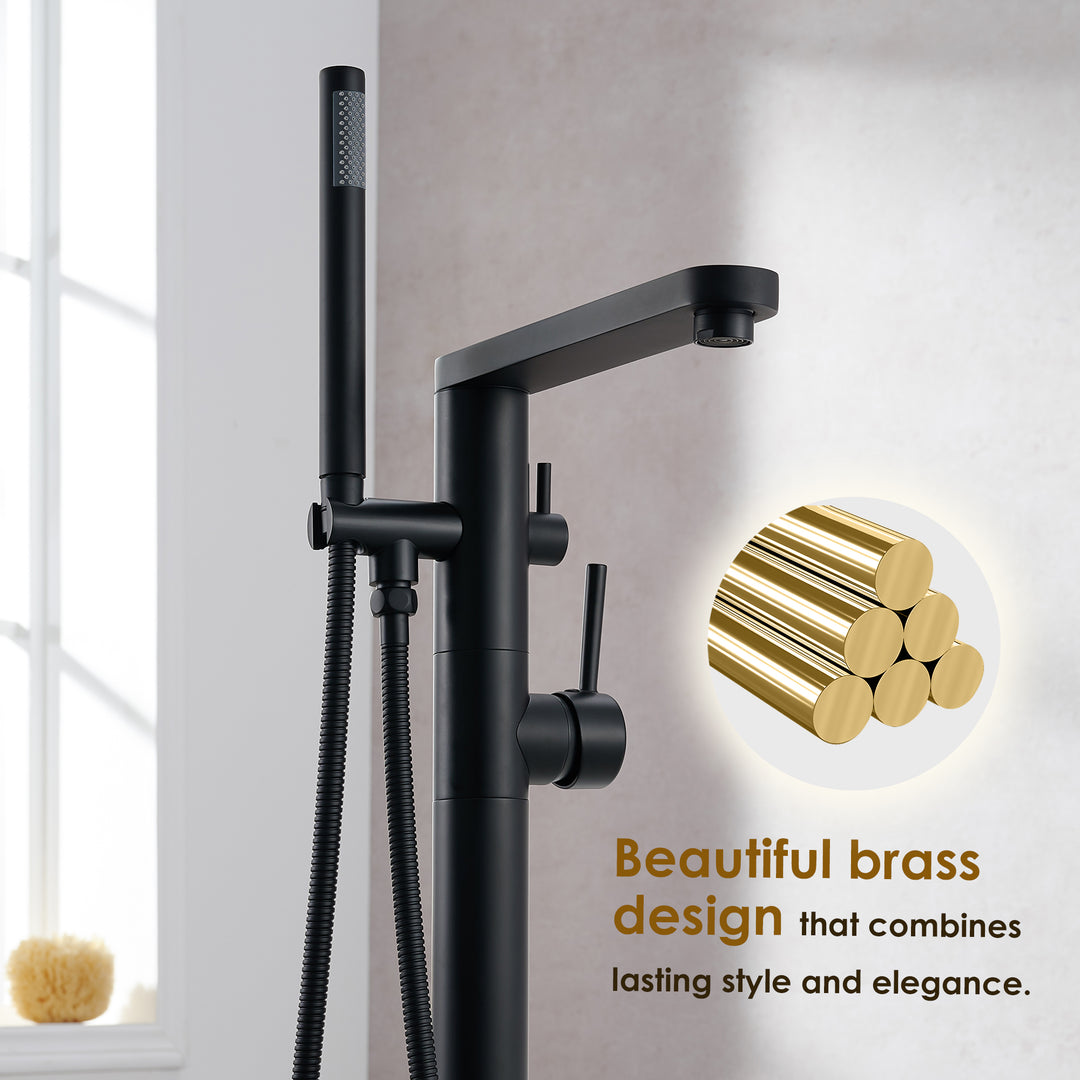 Allario Double Lever Handles Freestanding Floor Mounted Tub Filler