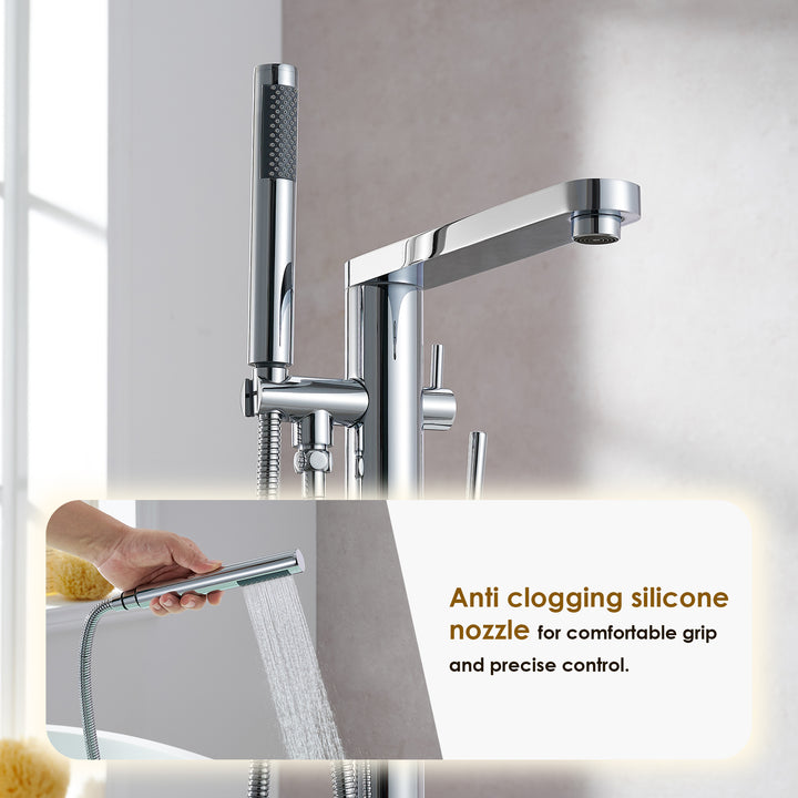 Allario Double Lever Handles Freestanding Floor Mounted Tub Filler