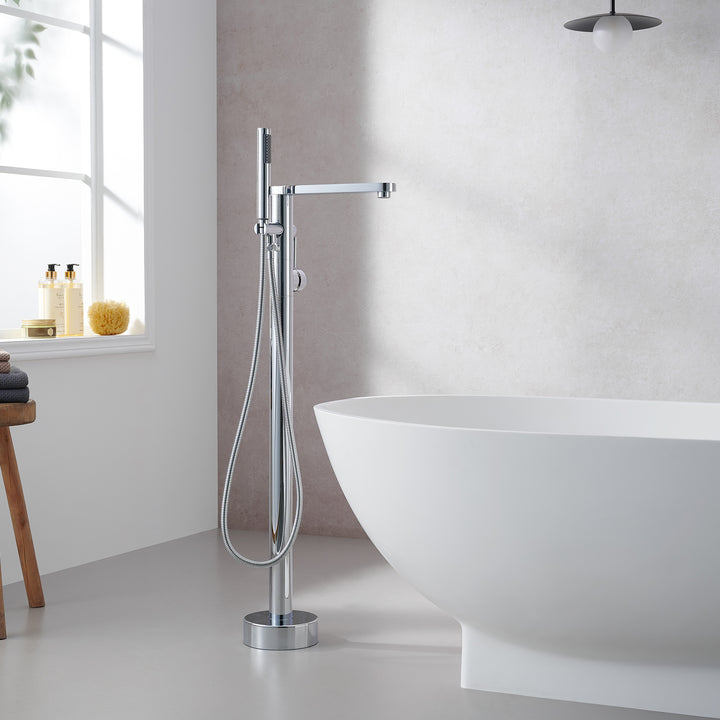 Allario Double Lever Handles Freestanding Floor Mounted Tub Filler