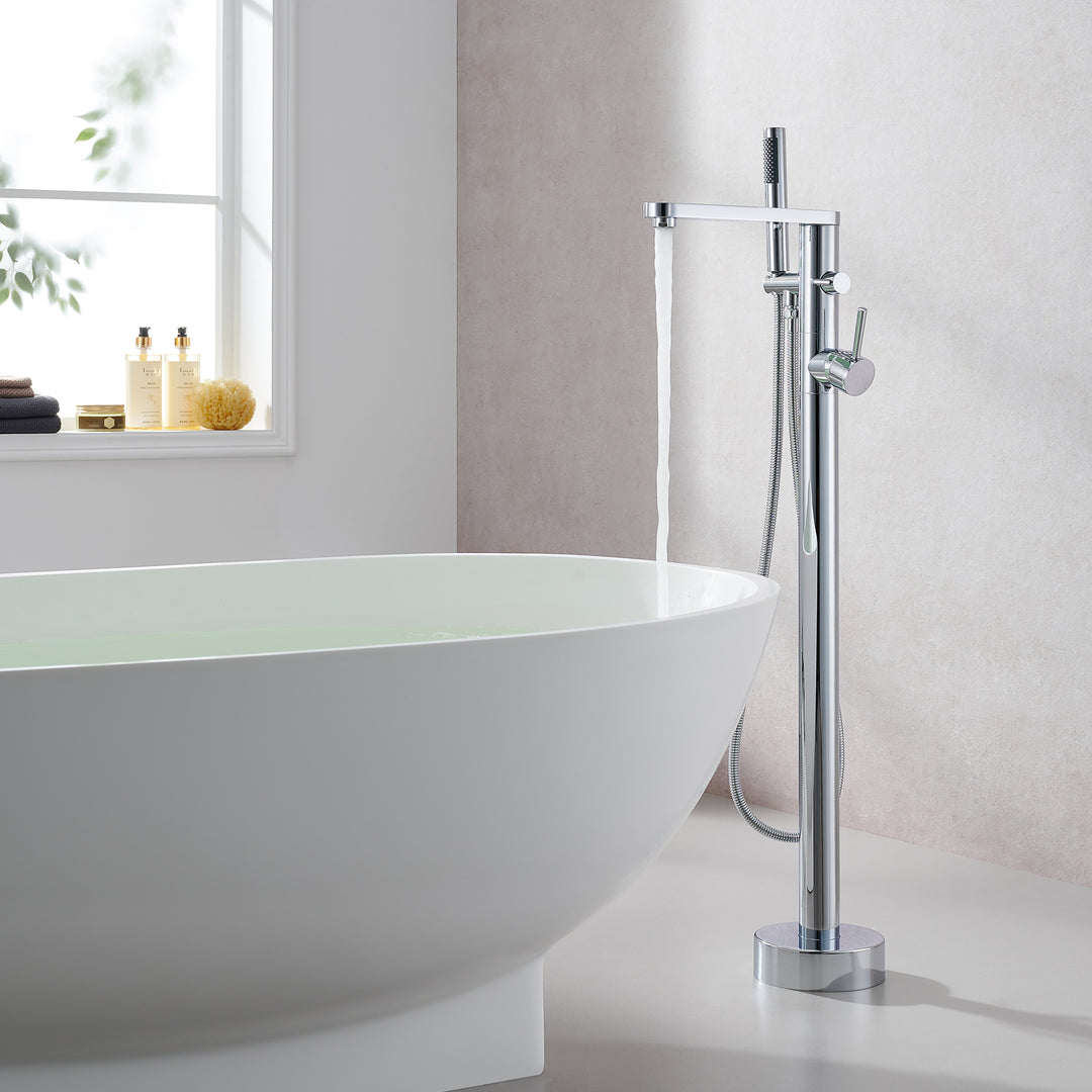 Allario Double Lever Handles Freestanding Floor Mounted Tub Filler