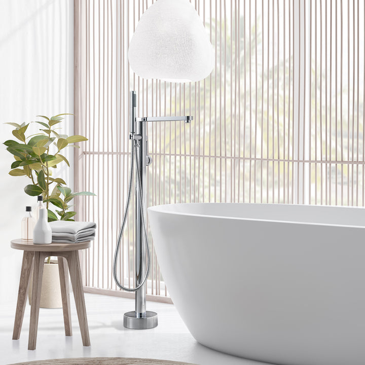 Allario Double Lever Handles Freestanding Floor Mounted Tub Filler