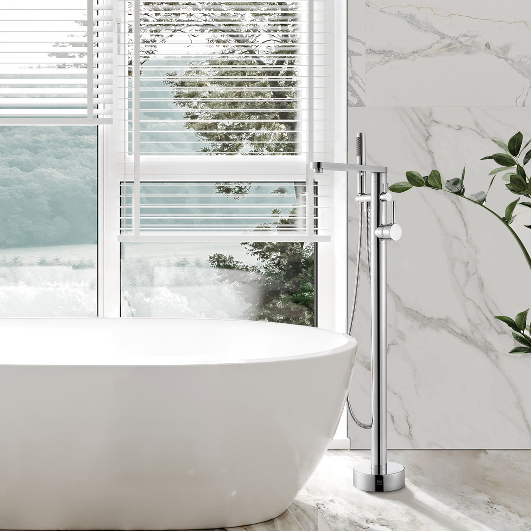 Allario Double Lever Handles Freestanding Floor Mounted Tub Filler