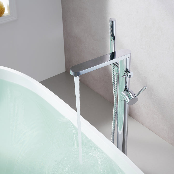 Allario Double Lever Handles Freestanding Floor Mounted Tub Filler
